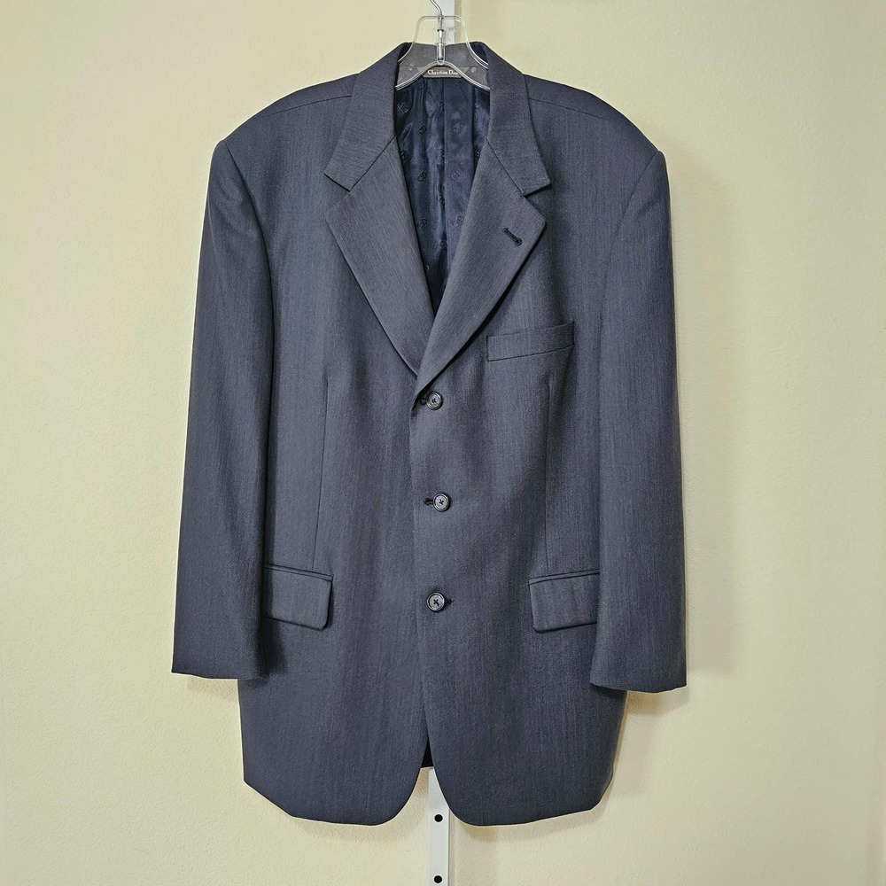 CHRISTIAN DIOR Vintage Men's Single-Breasted Gray Button Blazer Jacket Sz 42R